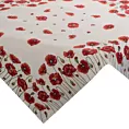 Obrus naturalno, czerwony 100x100 cm gobelinowy zdobiony motywem maków