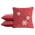 Poszewka na poduszkę 40x40 cm świąteczna z filcu czerwono biała zdobiona aplikacją w śnieżynki