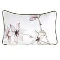 Poduszka 45 x 30 cm welwetowa biało, pudrowa z motywem roślinnym z wypustką na brzegach BIANCA EUROFIRANY PREMIUM