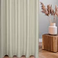 Zasłona szyta na taśmie 5 cm kremowa z miękkiej tkaniny welwetowej z efektem kreszowania, wykończona obciążnikiem