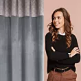 Zasłona grafitowa z aplikacją z błyszczącego welwetu 140x250 cm przelotka - AGNES - Design 91
