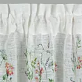 Zazdrostka biało, zielona z etaminy z nadrukiem letnich kwiatów polnych i koronką 150x30 cm tunel SYLWIA