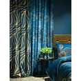 LIMITED COLLECTION Zasłona LOTOS 2 z miękkiego welwetu z motywem liści lotosu HARMONIA TURKUSU