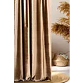 Zasłona szyta na taśmie 5 cm SAFARI jasnobrązowa z miękkiej welwetowej tkaniny z połyskiem
