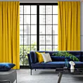 Zasłona musztardowa z gładkiego i miękkiego welwetu 140x300 cm taśma imitująca flex - MADLEN