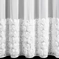 Firana biała z szyfonu zdobiona aplikacją 3D w róże 350x250 cm przelotka - ROSES - Eva Minge