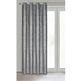 Zasłona welwetowa grafitowa z prążkowanym złotym wzorem 140x250 cm przelotka - AMABEL