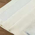 Bieżnik na stół kremowy 40x180 cm LILIAN z delikatnym wzorem liści z tkaniny przeplatanej złotą nicią z elegancką podwójną listwą