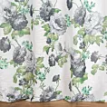 Zasłona biało, zielona ze wzorem kwiatowym z etaminy 140x250 cm przelotka - MONA