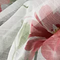 Zasłona biało, ciemnoróżowa zdobiona nadrukiem kwiatów 140x250 cm przelotka - DEBI