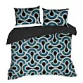Pościel 220x200 cm z satyny bawełnianej kolor czarny, niebieski z wzorem geometrycznym DIVA 17 Diva Line