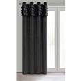 Zasłona welwetowa czarna zdobiona falbanami 140x250 cm przelotka - ERIN