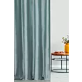 Zasłona szyta na taśmie 5 cm jasnoturkusowa z tkaniny welwetowej w pionowe prążki, wykończona obciążnikiem
