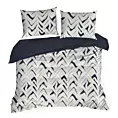 Pościel 220x200 cm z makosatyny bawełnianej kolor biały, granatowy z motywem geometrycznym REINA 49 - kolekcja TOLEDO