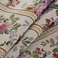 Obrus naturalno, różowy 100x100 cm gobelinowy zdobiony motywem kwiatów