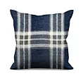 Poszewka szyta granatowo naturalna z grubej, szenilowej tkaniny w elegancką kratę