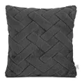 Poszewka na poduszkę 45x45 cm stalowa z miękkiego pluszu zdobiona wypukłym wzorem CARO DESIGN 91