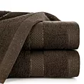 Ręcznik do rąk 30x50 cm bawełniany kolor ciemnobrązowy z bordiurą w paseczki 500 g/m2 BARI