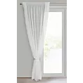 Firana biała z szyfonu zdobiona falbanami po bokach w zestawie ozdobny troczek 140x270 cm taśma LUISA