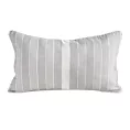 Poszewka na poduszkę 30x50 cm bawełniana z dodatkiem lnu beżowo, stalowa zdobiona subtelnym nadrukiem pasów  LEN