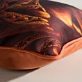 Poduszka 30x60 cm welwetowa, brązowo pomarańczowa z designerskim nadrukiem i ozdobną wypustką SIMONA Eva Minge