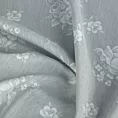 Zasłona szyta na taśmie 8 cm srebrno kremowa dwustronna, z wzorem w róże