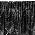 Zasłona czarna w srebrne kwiaty z błyszczącego welwetu 140x300 cm taśma - STELLA