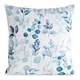 Poszewka na poduszkę 45x45 cm welwetowa biało, turkusowa zdobiona nadrukiem kwiatów MINK