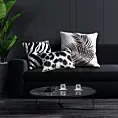 Poszewka na poduszkę 60x60 cm welwetowa, biało czarna z designerskim nadrukiem i wypustką na brzegach Eva Minge