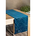 Bieżnik na stół granatowo, złocisty 35x180 cm welwetowy BLINK 15 z liśćmi lilii wodnej