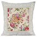 Poszewka na poduszkę 45x45 cm gobelinowa jasnoszara, różowa zdobiona tkanym motywem kwiatowym GOB