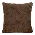 Poszewka na poduszkę 45x45 cm ciemnobrązowa z miękkiego pluszu zdobiona wypukłym wzorem CARO DESIGN 91