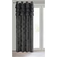 Zasłona czarna zdobiona falbanami z moherowej tkaniny 140x250 cm przelotka - AGIS