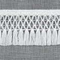 Firana biała z etaminy zdobiona subtelnym pasem frędzli w stylu eko 140x270 cm taśma KIRA 1