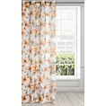 Dekoracja okienna biało, ruda z lekkiej etaminy z nadrukiem kwiatów, półtransparentna 140x250 cm przelotka SOFIA