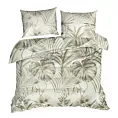Pościel 220x200 cm bawełniana kolor beżowy, stalowy z wzorem egzotycznych liści NINA