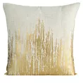 Poszewka na poduszkę 45x45 cm z dodatkiem lnu naturalno, złota z błyszczącym nadrukiem IMANI