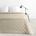 Narzuta welwetowa beżowa 200x220 cm pikowana metodą hot press wzór geometryczny LUIZ 8 Design 91