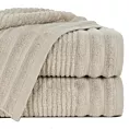 Ręcznik kąpielowy 50x90 cm bawełniany kolor beżowy bordiurą zero twist zdobiony paseczkami 400 g/m2 SAMMY