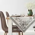 Obrus popielato, srebrny 140x180 cm gobelinowy CANDL zdobiony wzorem świątecznym