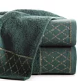 Ręcznik kąpielowy 50x90 cm bawełniany kolor ciemnozielony zdobiony wzorem geometrycznym 500 g/m2 LAYLA