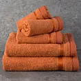 Ręcznik kąpielowy 70x140 cm bawełniany kolor pomarańczowy z bordiurą w paski 500 g/m2 ABBIE
