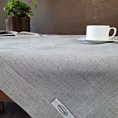Obrus srebrny 145x300 cm o płóciennym splocie BIANCA 1 z dodatkiem błyszczącej nici wykończony podwójną listwą na brzegach
