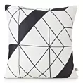 Poszewka na poduszkę 40x40 cm z mikrofibry beżowo, czarna z nadrukiem geometrycznym GEO 01 DESIGN 91