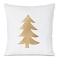 Poszewka na poduszkę 45x45 cm świąteczna z miękkiego welwetu biało złota z nadrukiem choinki CHRISTI
