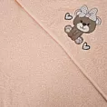 Ręcznik kąpielowy dziecięcy 100x100 cm bawełniany kolor jasnopomarańczowy z kapturem i haftem misia 350g/m2 BABY 65