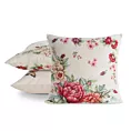 Poszewka na poduszkę 45x45 cm bawełniana, gobelinowa naturalno, czerwona z motywem kwiatów piwonii GRIA