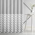 Firana szyta na taśmie fala biała z matowej tkaniny ADEN zdobionej geometrycznym haftem