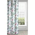 Zasłona biało, zielona w kwiaty 140x250 cm przelotka JANETE
