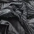 Zasłona welwetowa czarno, srebrna z ozdobnym pasem 140x250 cm przelotka - ARIANA